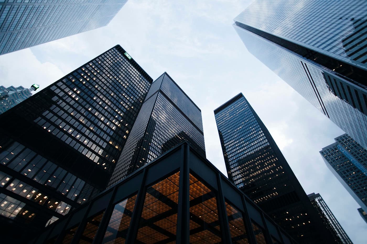 Structural glass curtain wall with double glazing on a modern facade
