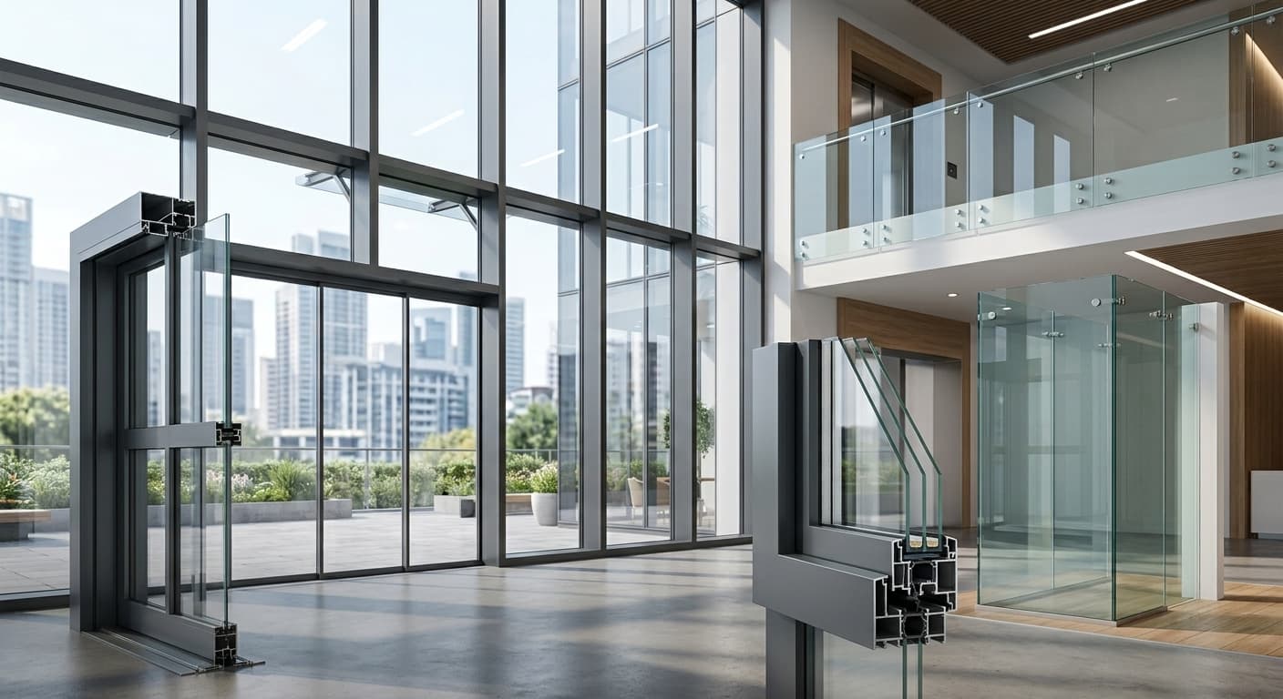 Glass and glazing system with clear double-glazed panels