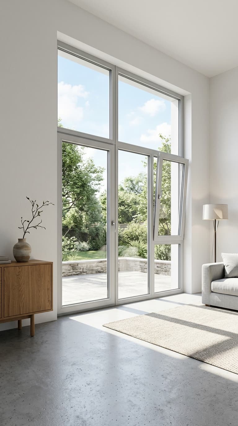 Modern luxury multi-chamber UPVC window with double glazing